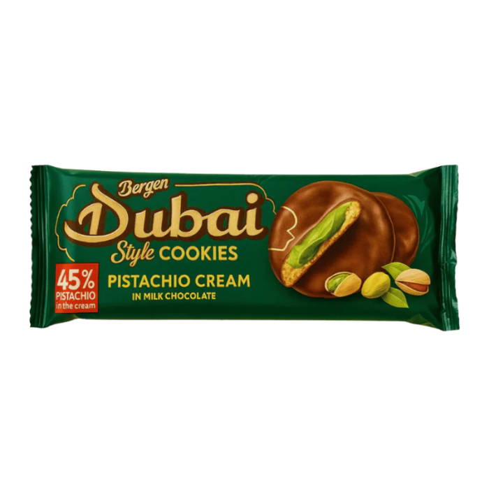 Bergen Dubai Style Pistachio Cream Chocolate Cookies 96g