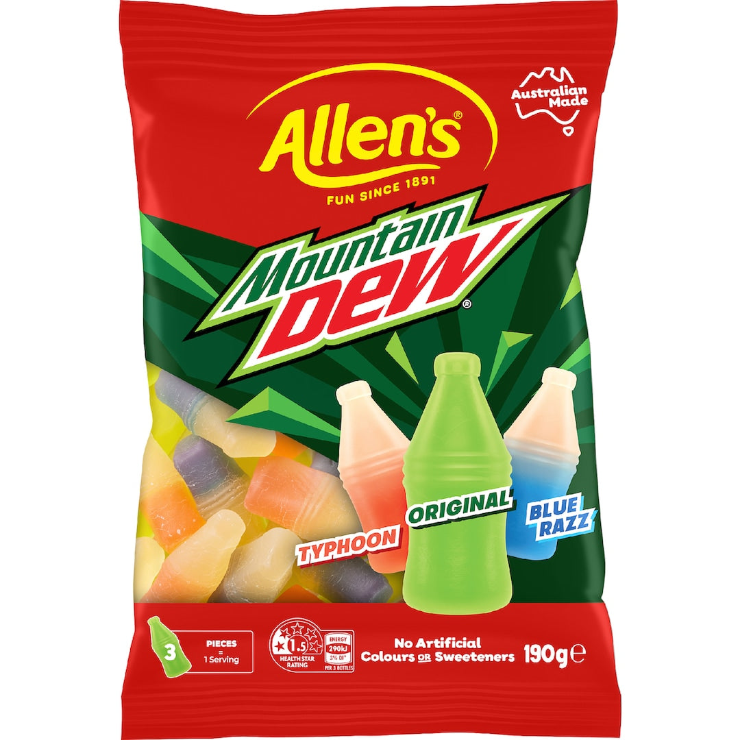 Allen's Mountain Dew Bottles 190g Australia