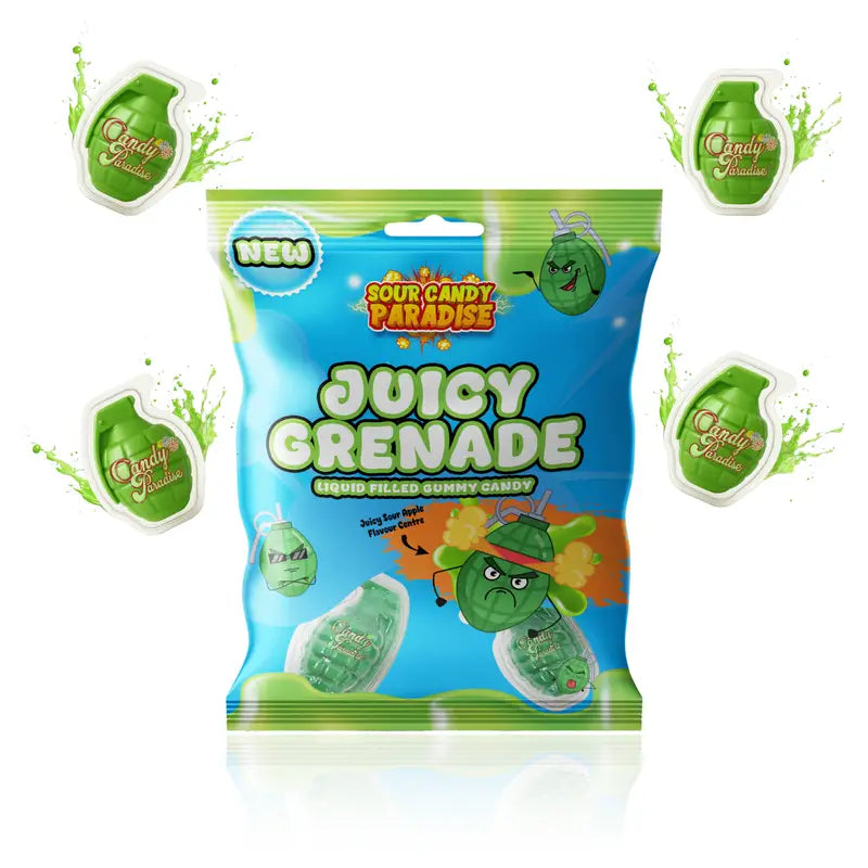 Juicy Grenade Sour Apple Filled Gummies 72g