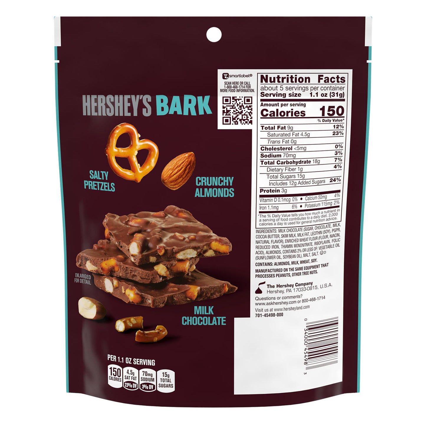 Hershey's Bark w/Pretzels & Almonds Peg Bag 87g
