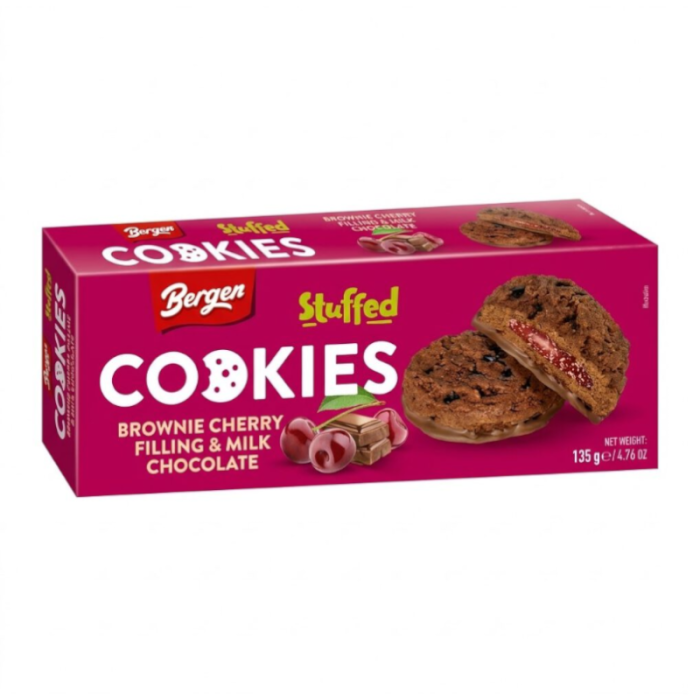 Bergen Cookies Stuffed Brownie Cherry & Milk Chocolate 130g