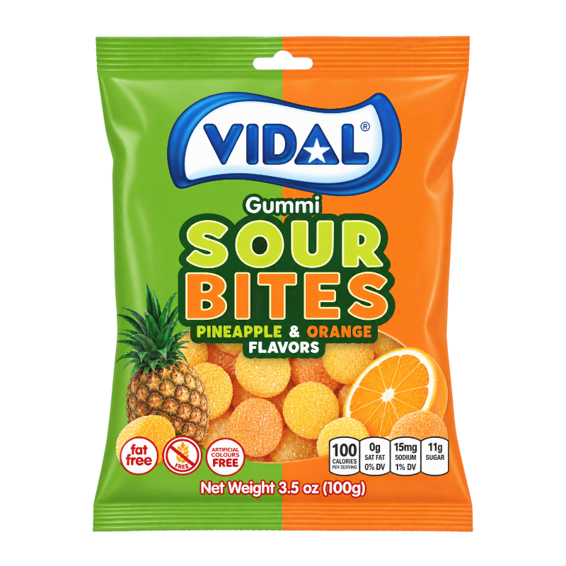 Vidal Sour Bites Pineapple & Orange 100g