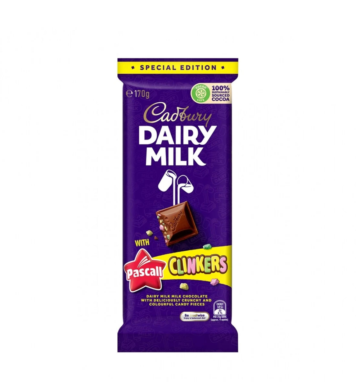 Cadbury Dairy Milk with Pascall Clinkers 170g Australia