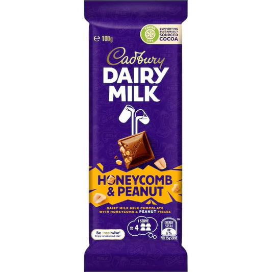 Cadbury Dairy Milk Honeycomb & Peanut 100g Australia