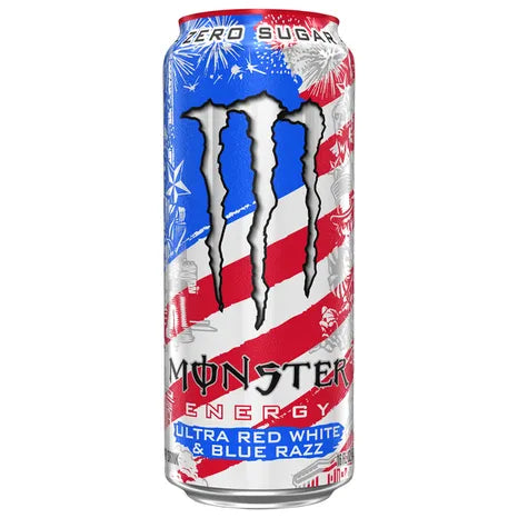 MONSTER ZERO SUGAR ULTRA RED WHITE & BLUE RAZZ ENERGY 473ML