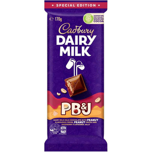 Cadbury Dairy Milk PB&J Chocolate Slab 170g Australia