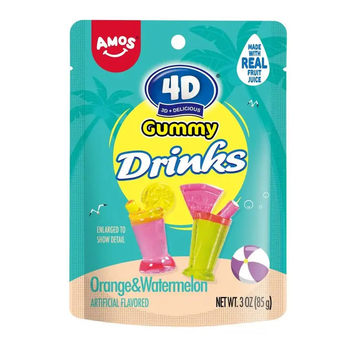 Amos 4D Gummy Drinks Orange & Watermelon 85g