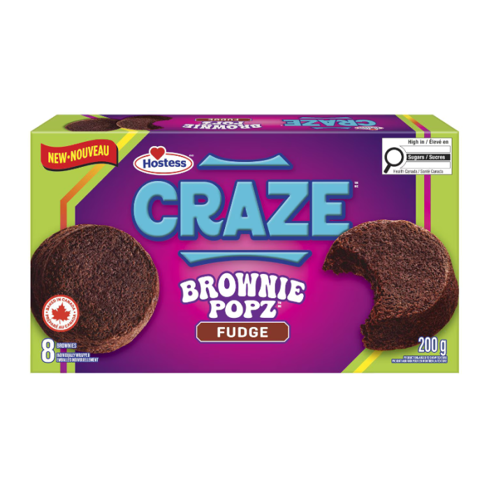 Hostess Craze Brownie Popz Fudge 8Pk - 200g