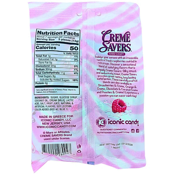 Creme Savers Hard Candy Raspberries & Creme
