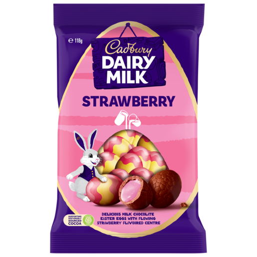 Cadbury Dairy Milk Strawberry Eggs 110g Australia